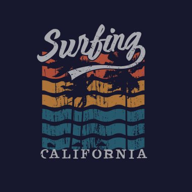 Surfing California illustration and typography, perfect for t-shirts, hoodies, prints etc.