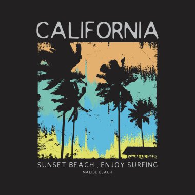 California vektör illüstrasyonu ve tipografi, tişörtler, kapüşonlular, baskılar vs. için mükemmel.