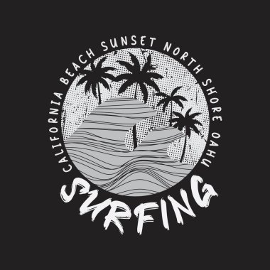 CALIFORNIA SURFING vektör illüstrasyon ve tipografi, tişört, kapüşon, parmak izi vs. için mükemmel.