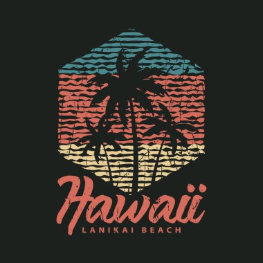 Tişört, poster, logo, çıkartma ya da giyim ürünleri için Hawaii plajı tipografisi