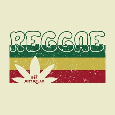 Tişört, poster, logo, çıkartma veya giyim ürünleri için Reggae Illustration tipografisi