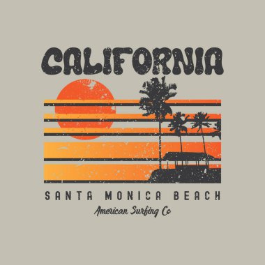 Tişört, poster, logo, çıkartma veya giyim ürünleri için California Illustration tipografisi