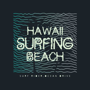 Hawaii sörf grafik tişörtü ve giysi tasarımı