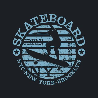 Kaykay stili tişört ve soyut tasarım. Vektör baskısı, tipografi, poster