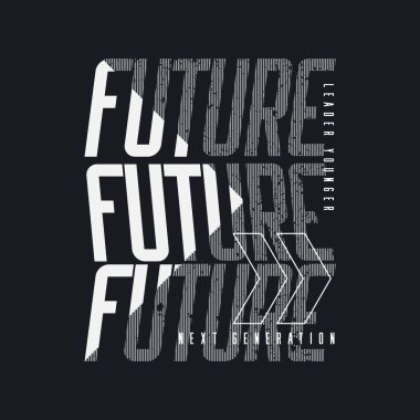 Gelecekteki tema Typography vektör çizimi, t-shirt tasarımı