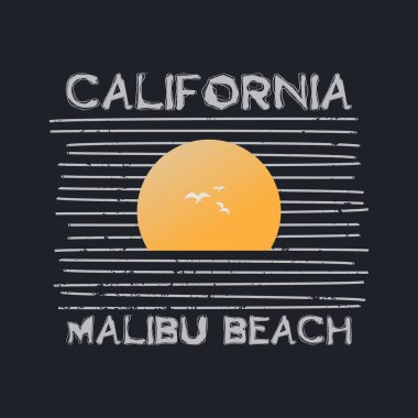 California Malibu plajı grafik tasarımı hazır baskı için tipografi t-shirt vektörü