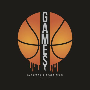 Basketbol stili tişört ve kıyafet soyut tasarımı. Vektör baskısı, tipografi, poster