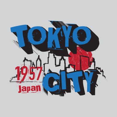 Tokyo Şehri 1957 Japonya - Retro Typography Design t-shirt tasarımı