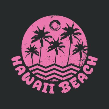 Tişört, poster, logo, çıkartma veya giyim ürünleri için Hawaii illüstrasyon tipografisi