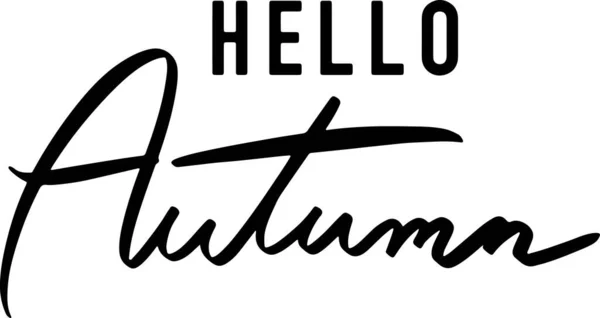 Hello Autumn Font Kaligrafi Tangan Ditulis Teks Simbol Dekorasi Ornamen - Stok Vektor