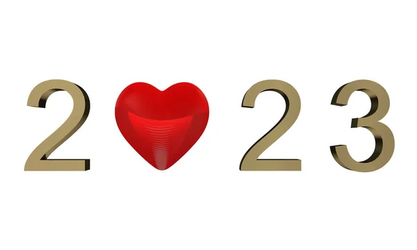 2022 Número Texto Terminar 2023 Comienzo Rojo Rosa Amor Corazón — Foto de Stock