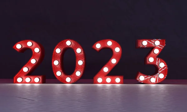 2023 Красно Розовый Оранжевый Цвет Номер Текстового Шрифта Начало Украшения — стоковое фото