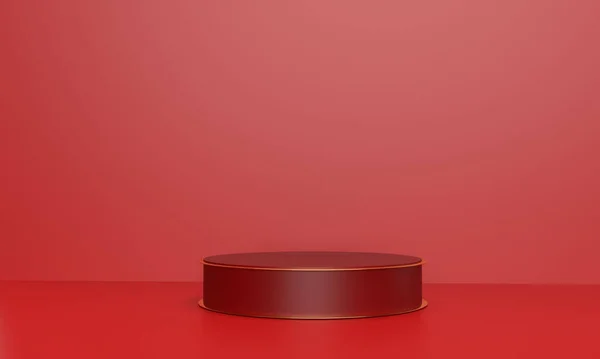 Rood Roze Oranje Kleur Podium Stand Vitrine Display Pastel Template — Stockfoto