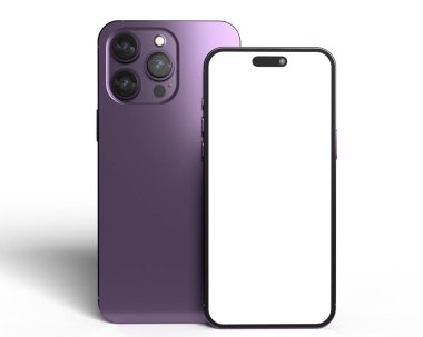 Purple violet gradient color font back smartphone mobile iphone 14 fourteen pro max creative graphic design object touchscreen display modern camera technology electronic product interface.3d rende