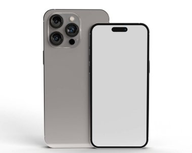 Akıllı telefon tableti on dört ön kamera kamera gelecekteki ekran teknolojisi beyaz izole edilmiş arka plan boş elektronik şablon aygıt sunumu 3D rende