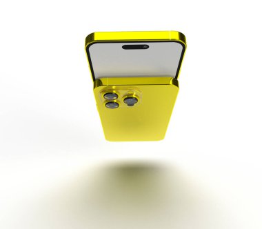 telefon mobil teknoloji akıllı telefon kamerası modern yazı tipi geri cihaz dokunmatik ekranı görüntüleme beyaz şablon tasarımı sarı renk koleksiyonu medya 120hz kablosuz iş telefonu 3D oluşturma