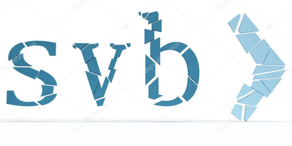 Svb font symbol silicon valley bank broken financial business economy company banking money wealth deposit technology service bankruptcy logo office united state america usa country stock emblem
