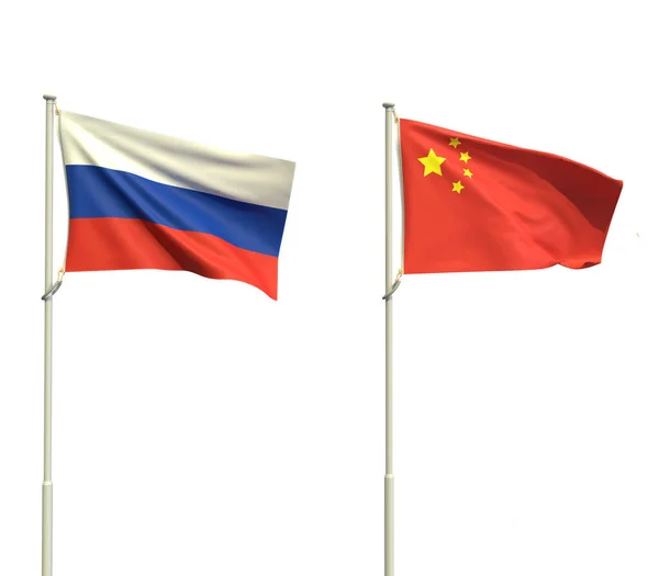 Russia china flag dicut country international symbol business strategy financial marketing partner politic government military war soldier cooperation travel agreement commitment diplomacy.3d render