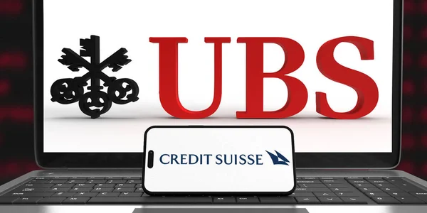 Ubs Group Logosu Kredi Suisse Banka Markası Finansal Yatırım Kredisi — Stok fotoğraf