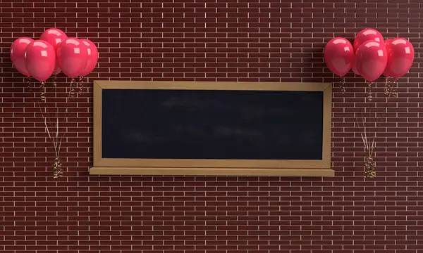 Chalkboard Μπαλόνι Ροζ Κόκκινο Χρώμα Διπλή Διακόσμηση Ταπετσαρία Grunge Υφή — Φωτογραφία Αρχείου