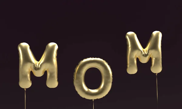 Mom Font Text Balloon Golden Yellow Orange Color Decoration Symbol — Stock Photo, Image