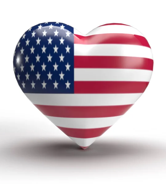 Amerika Birleşik Devletleri Ulusal Mavi Yıldız Kırmızı Beyaz Kalp Aşk — Stok fotoğraf