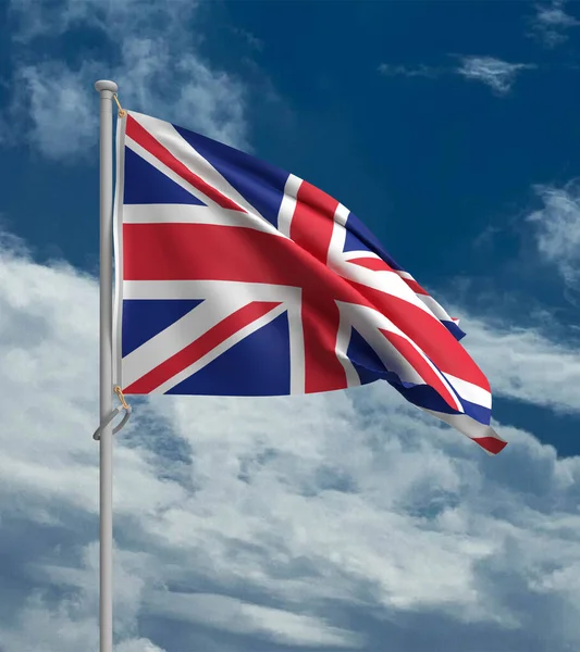 Inghilterra Britannico Regno Unito Bandiera Blu Cielo Bianco Nuvoloso Sfondo — Foto Stock