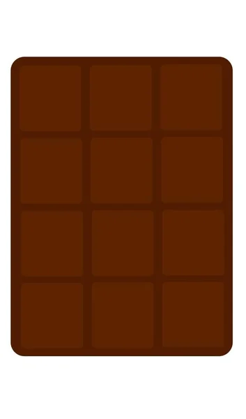 Donker Zwart Chocolade Bar Vierkante Element Snoep Zoet Eten Dessert — Stockvector