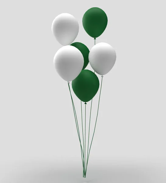Balón Zelená Bílá Izolované Barvy Helium Symbol Dekorace Ornament Znamení — Stock fotografie
