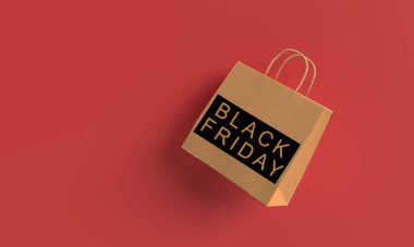 Kara Cuma çanta kırmızı renk fotokopi, turuncu renk iş tasarımı, indirimli alışveriş afişi, reklam perakende satış fiyatı etiketi etiketi, özel konsept tatil, Kasım ayında.
