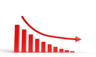 Kırmızı pembe turuncu aşağı ok grafiği sembolü durgunluk iş ekonomisi finansal kriz yatırım iflas para risk risk bankacılık sorunu enflasyon enflasyon borç fiyatı