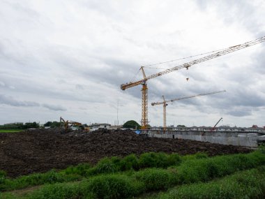 Turna inşaat malzemeleri endüstrisi. Mavi kopya uzay mühendisliği. Çelik makine projesi. Açık hava kulesi, metal yapı taşımacılığı, beton faaliyet.