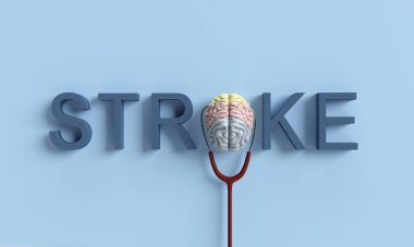 Beyin steteskobu yazı tipi mavi renk felci hastalığı sağlık hizmeti hastaları tıbbi sınır boyası hastanesi acil ameliyat sorununa dokunan insanlar.