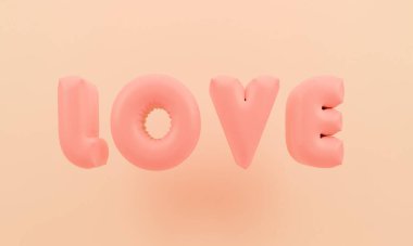 Balon yazı tipi pembe krem güzel sembol süslemesi mutlu sevgililer günü düğünü 14 Şubat 'ta hediye satışı müşteri bayramı romantik kutlaması festivali sat