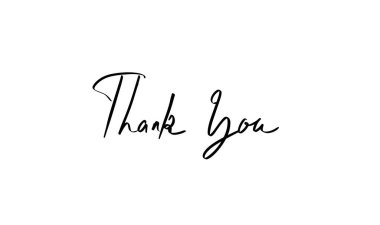 Senaryo yazı tipi el yazı tipi siyah çizim kartı notu. Minnettarlık mesajı. Sanatsal fırça klasiği selamlama.