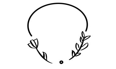 Yaprak bitkisi çiçeği tazeliği siyah renk çemberi çizer. Tazelik çerçevesi tasarımı, romantik sancak, organik desenler, organik desenler, grafik dalları güzel bitki dalları.