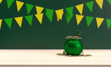 Esrarlı yeşil madeni para zengin servet sarı yeşil üçgen kopya uzay azizi Patrick günü Kelt İrlanda 17 gün Mart 17 ay Mart Patrick Yaprak Bayramı tatil kültürü Patrick