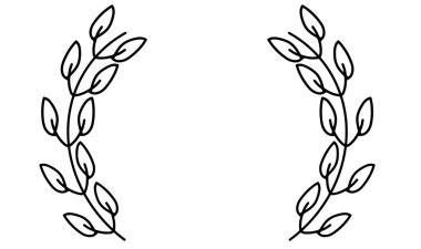 Yaprak bitkisi, bitki, botanik, siyah kenar çerçeve, boş düğün ödülünü taklit eder. İyi şanslar, element tasarımı.