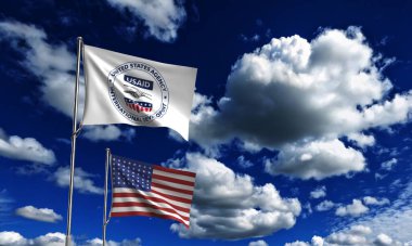 Amerika Birleşik Devletleri bayrağı sallıyor. Mavi gökyüzü arka plan duvar kağıdı kültürü bağımsızlığa yardım ediyor. Hükümetin siyasi özgürlüğü 2025 yıl iş dünyası için para harcayabilir.