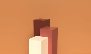 Kahverengi krem rengi beyaz podyum kare sahne sahne sahne kaidesi modeli boş dais şablonu ürün stüdyosu kozmetik rafları reklam ürünü satışı pazarlama kare modellemesini gösteriyor