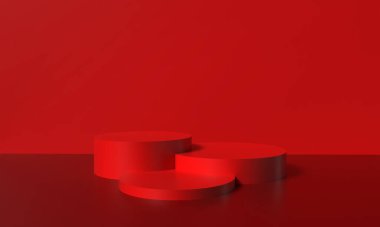 Kırmızı turuncu renkli podyum sahne dairesi... sunar... vitrin vitrini... lüks ürün... reklam... pazarlama satış sergisi... mutlu noeller... yeni yıl moda sanatı...