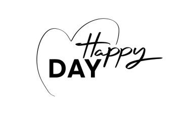 Happy Day yazı tipi el yazısı yazı karakteri harfleri siyah renk nesne simgesi mutlu gün aşk kalp şekli siyah renk aşk bayramını selamlayan yaşam tarzı kutlaması aile birlikteliği