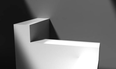 Beyazlar sahne tezgahını izole etti stüdyo kaidesi gölge ışığı parlak satış sunar reklam platformu beyaz renkli podyum güzel tasarım desen zarif ürün dokusu