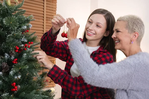 Anne ve kızı, tatil döneminde evdeki Noel ağacını süsledikleri için heyecanlı ve mutlular. Noel 'de birlikte vakit geçirmek..