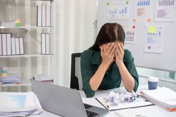 Young Businesswoman Having Problems Her Work Work Feeling Stressed Unhappy Stock Photo