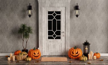 3 boyutlu sundurma oyulmuş balkabakları, fenerler ve mumlarla süslenmiş, Cadılar Bayramı ruhunu sıcacık, şenlikli bir ambiyansla yakalıyor..