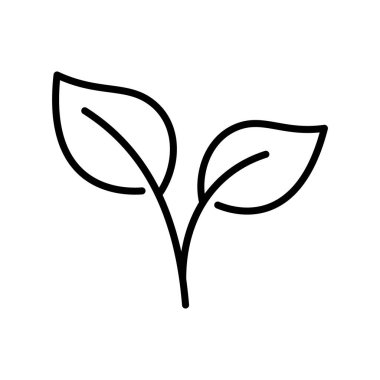 Şube simgesi. Yapraklı dal. Vektör çizimi. Siyah izole edilmiş simge.