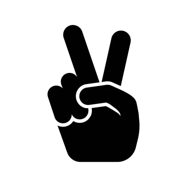手显示胜利的标志 举起两个手指头 矢量说明 — 图库矢量图片