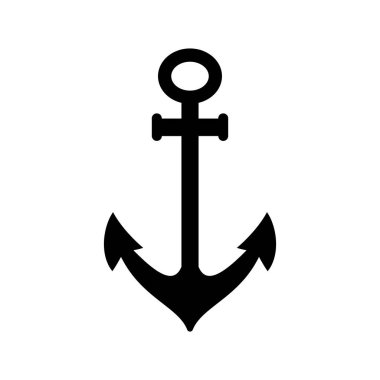 Çapa simgesi. Beyaz arkaplanda siyah çapa simgesi. Vektör çizimi. Çapa silueti