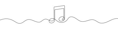 Müzik notalarının kesintisiz çizimi. Müzik notası bir satır simgesi. Bir çizgi arkaplan çiziyor. Vektör çizimi. Müzik notası simgesi